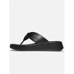 Womens All Black F-Mode Knot Leather Sandal - Female - Black - UK 7