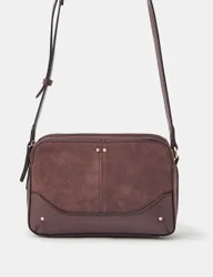 Faux Suede Cross Body Bag Chocolate female