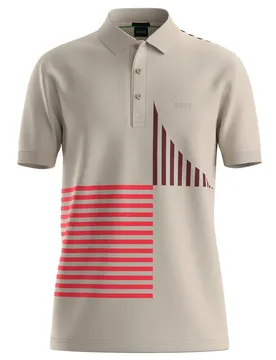 Polo à Manches Courtes Paddy Striped C1 10270355 Green Open Beige S - BOSS - FashionsVida
