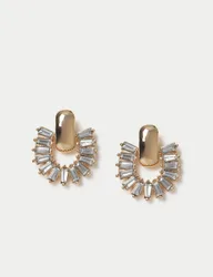 Baguette Cut Stud Earrings Gold Mix female