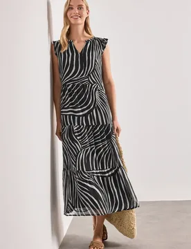 Maxi-Kleid aus Chiffon mit Print female Schwarz - Street One - FashionsVida