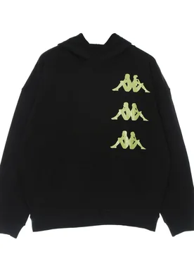 Felpa Cappuccio Uomo Authentic Floris Black/green Lime - Kappa - FashionsVida