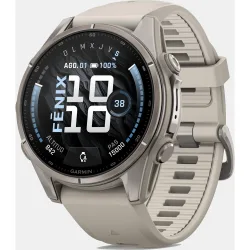 Reloj Smartwach Fénix 9 – 43 Mm Titanio Con Correa De Silicona Blanca