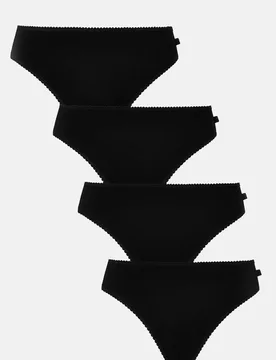 Women's Pack of Four "Black" Bamboo High Leg Knickers in Black Size: 12 - Black - Size: 12 - British Boxers - FashionsVida