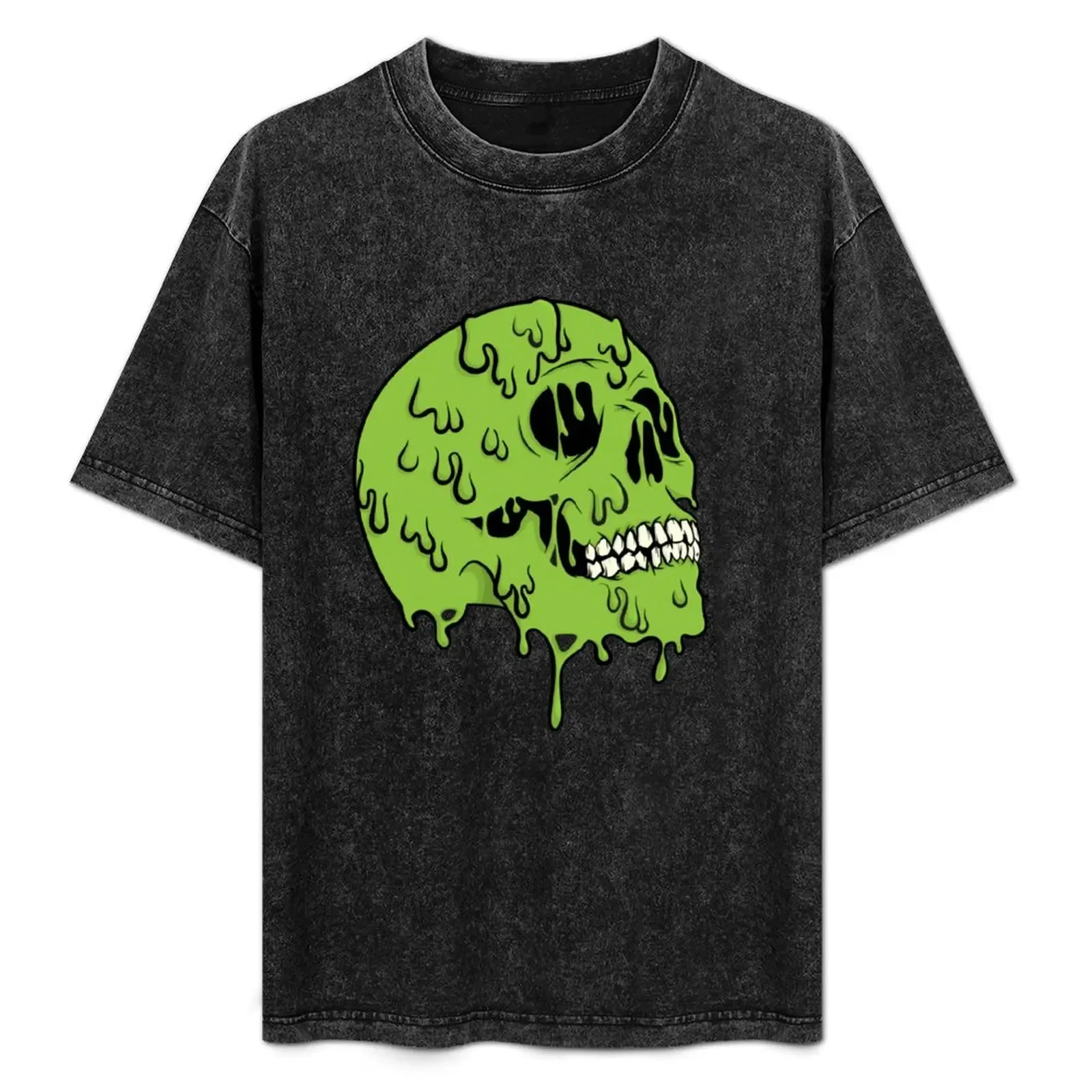 SLIME SKULL T-Shirt Simple Solid Color Crew Neck Tee - Aliexpress - FashionsVida