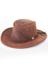 Mens Leather Cowboy Hat - - Size: L
