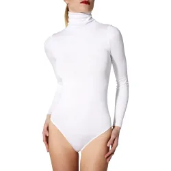 Bodi brillante con cuello alto
