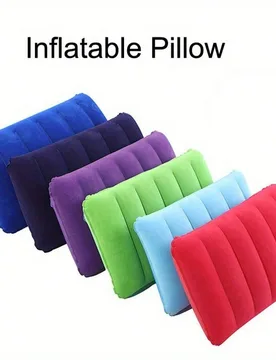 Almohada hinchable cómoda con diseño de letras en PVC con felpa - Perfecta para viajes y campamento, colchón rectangular autoinflable, excelente re - Shein - FashionsVida