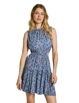Robe Courte Sans Manches Mindy Reconditionné Sea Blue XS - Pepe jeans - FashionsVida