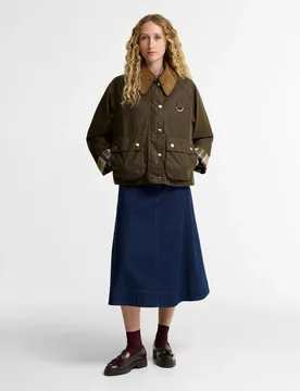 Chaqueta de mujer encerada de 6 oz con detalle de cordón en el cuello - Barbour - FashionsVida