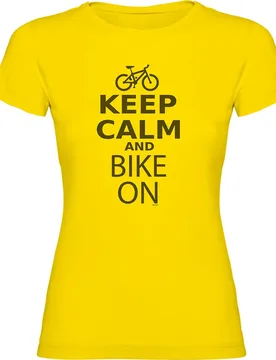 Maglietta A Maniche Corte Keep Calm And Bike On Yellow - Kruskis - FashionsVida