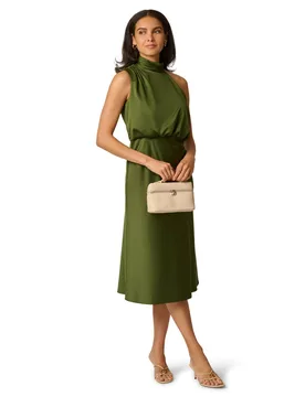 Women's Satin Crepe Drape Dress in Green Size: 6 - Green - Size: 6 - Adrianna Papell - FashionsVida