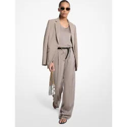Pantalón ancho de mujer satinado de tiro medio