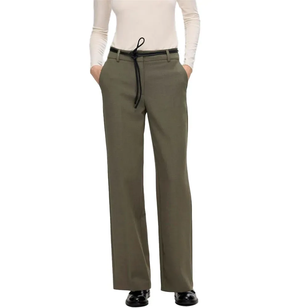 Pantaloni Rita Wide Leg Kalamata / Melange 44 - Selected - FashionsVida
