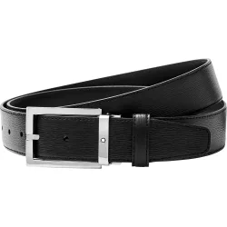 Cinturón de hombre de piel negra con hebilla rectangular