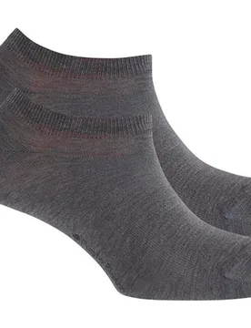 Pack de 2 pares de calcetines en algodón mercerizado de hombre Banana tobilleros lisos en color gris - Punto Blanco - FashionsVida