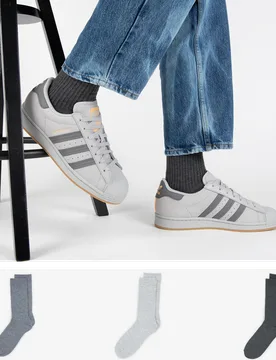Pack Chaussettes X3 Crew gris 39/42 - COURIR - FashionsVida