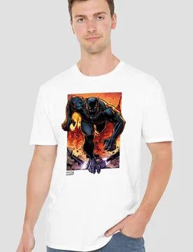 Unisex Marvel Black Panther Explosion T-Shirt, White Size: Medium - White - Size: M - Disney - FashionsVida
