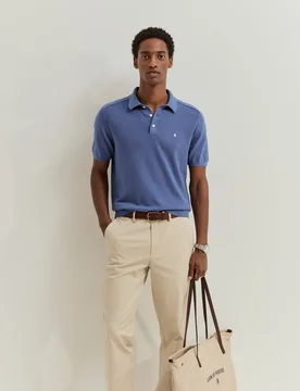Polo de hombre de manga corta de punto de algodón en - Lion of Porches - FashionsVida