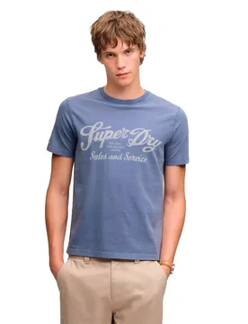 T-shirt à Manches Courtes Vintage Script Vintage Indigo M - Superdry - FashionsVida