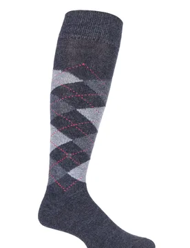 Pair Black / Grey Preston Soft Acrylic Knee High Socks Men's 6.5-11 Mens - - Multi Coloured - Size: 6.5-11 Mens - Burlington - FashionsVida