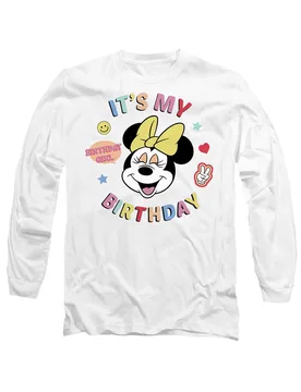Unisex Minnie Mouse It's My Birthday Long Sleeve T-Shirt, White Size: Medium - White - Size: M - Disney - FashionsVida