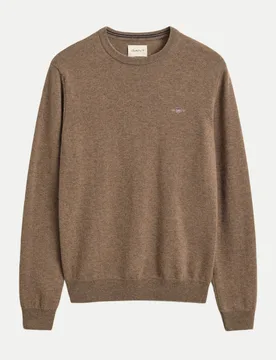 Rundhalspullover aus Lambswool 283-LT BROWN MELANGE M - Gant - FashionsVida