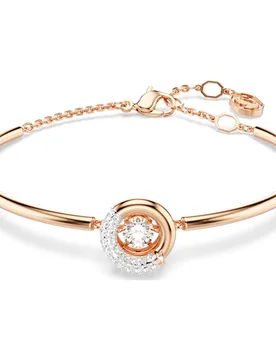 Bracciale rigido Dextera, Taglio Round, Bianco, Finitura oro rosa 18K OS - Swarovski - FashionsVida