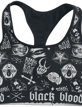 Gothic Bikini-Oberteil - Bikinioberteil mit Okkulten Symbolen - S bis XXL - für Damen - Größe XXL - schwarz - Frauen - female - Black Blood by Gothicana - FashionsVida