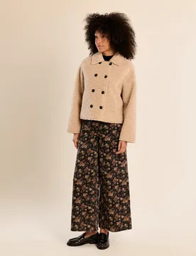 Abrigo de mujer de manga larga de borreguito - Molly Bracken - FashionsVida