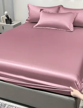 Pieza Sábana ajustada de unicolor de satén, 1 pieza Cubierta de cama de seda rosa oscuro, Decoración de cama 99cm*190cm - Shein - FashionsVida