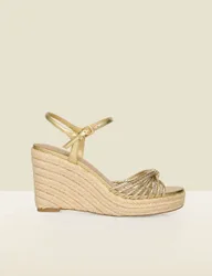 Metallic Plaited Strap Wedge Espadrilles Gold female