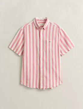 REG COTTON LINEN STRIPE SS SHIRT ale - M - FashionsVida
