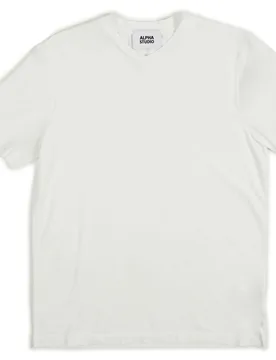 T-shirt Scollo A V M/m Ice Cotton AU-5336A 1210 BIANCO - ALPHA STUDIO - FashionsVida
