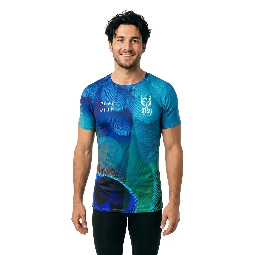 Blue Birds Short Sleeve T-shirt Blue S - OTSO - FashionsVida