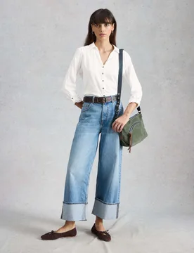 Pure Cotton Jersey Broderie Shirt White female - White stuff - FashionsVida
