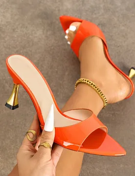 Zapatos de tacón alto para mujer, de moda para fiestas/uso al aire libre, elegantes para banquetes, con combinación de colores en contraste, tacón - Shein - FashionsVida