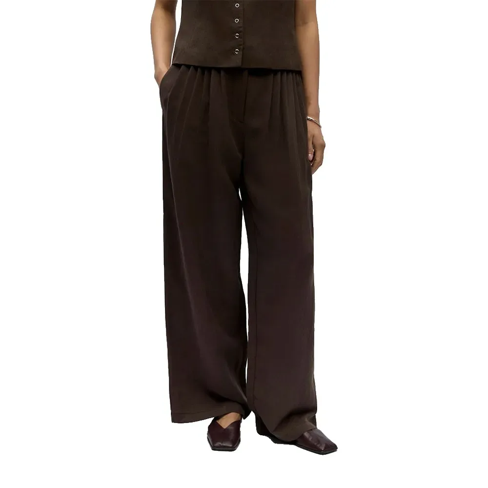 Pantaloni A Vita Alta Molly Seal Brown 42 - Object - FashionsVida