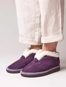 Women's 'Bo Suede' Bootie Slippers in Plum Size: 3 - Plum - Size: 3 - Moshulu - FashionsVida