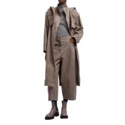 Cappotto Donna Lungo Marrone con Cappuccio