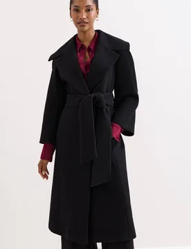 Women's Annabel Collar Coat in Black Size: 18 - Black - Size: 18 - Phase Eight - FashionsVida