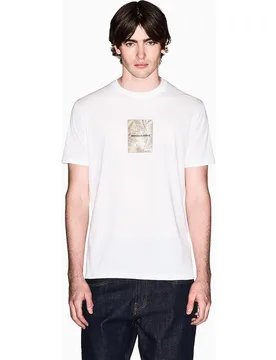 Camiseta de hombre manga corta con estampado de palmeras frontal - Armani Exchange - FashionsVida