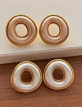 Minar Classic Imitation Pearl Hollow Out Metallic Irregular Round Dangle Earrings for Women 14K Real Gold Plated Copper Jewelry - Aliexpress - FashionsVida