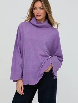Stella Roll Neck Jumper In Purple - S - Lily and Lionel London Limited - FashionsVida