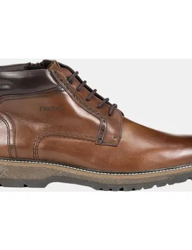 Bota de hombre en piel con cordones y cremallera - Fluchos - FashionsVida
