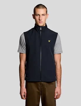 Men's Mesh-Back Softshell Gilet in Navy - Lyle & Scott - FashionsVida