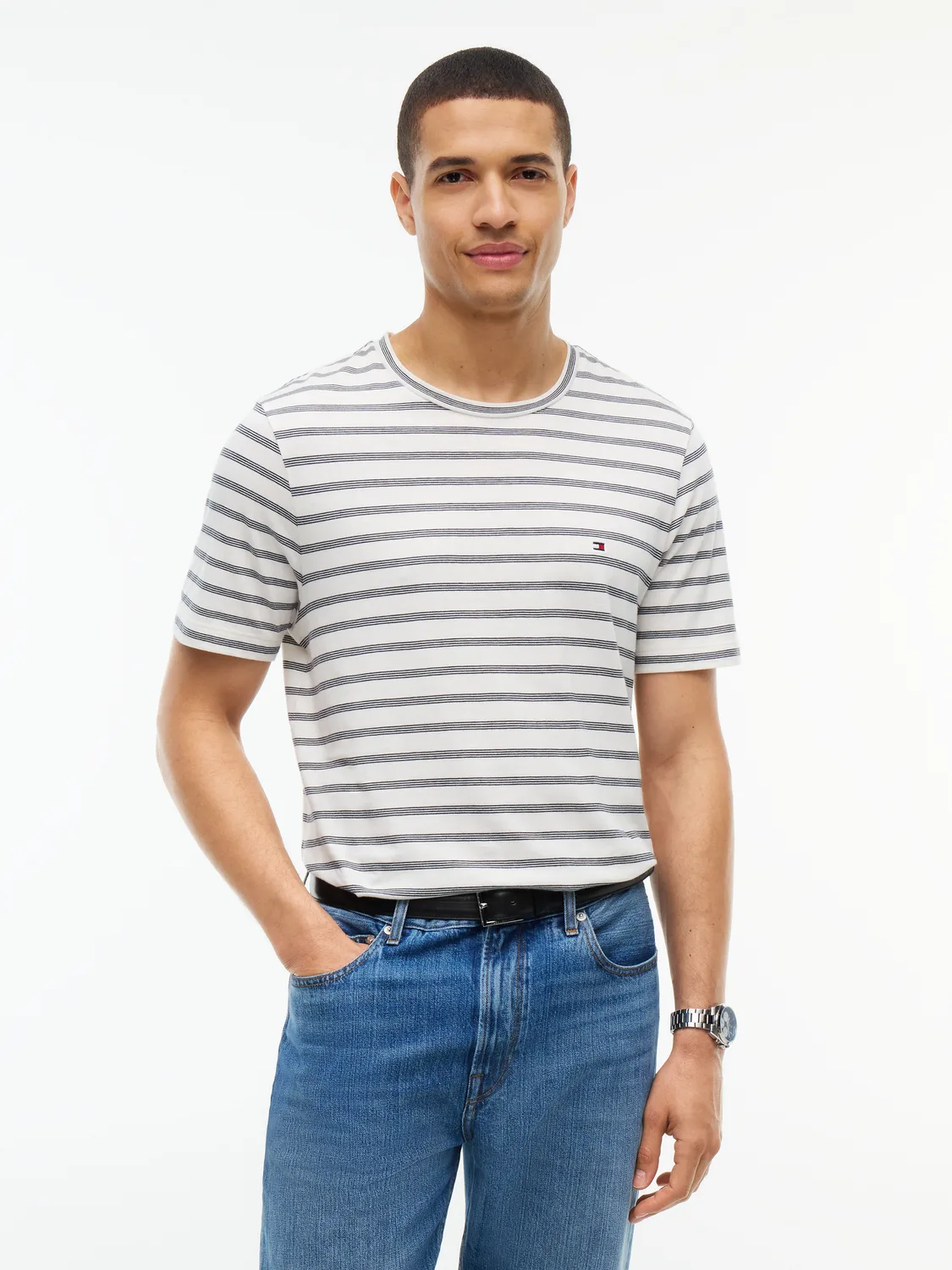 ESS SEASONA REG FIT STRIPE TEE mae - L - FashionsVida