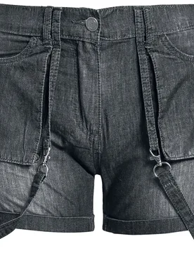 Short - Shorts mit Rockhand Stickerei - 27 bis 30 - für Damen - Größe 28 - schwarz - Frauen - female - EMP Stage Collection - FashionsVida