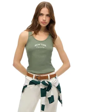 Maglietta Senza Maniche Athletic Ess Graphic Laurel Khaki S - Superdry - FashionsVida