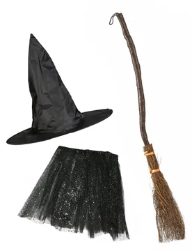Hexen-Set Kostümaccessoire für Kinder 3-teilig schwarz-braun - Karneval-megastore.de - FashionsVida